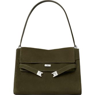 Tory Burch Large Lee Radziwill Suede Shoulder Bag in Dark Leccio at Nordstrom