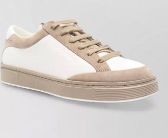 Emporio Armani leather sneakers contrast panels flat sole