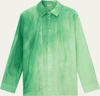 Loewe Ombre Crinkled Cotton Button-Down Shirt