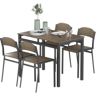 HOMCOM Set 5 Pezzi 1 Tavolo da Pranzo e 4 Sedie per Cucina e Soggiorno - Homcom