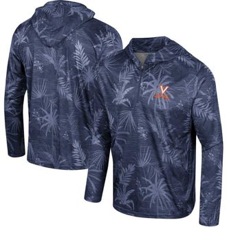 Colosseum Mens Colosseum Navy Virginia Cavaliers Palms Printed Lightweight Quarter-Zip Hooded Top at Nordstrom, Size Xx-Large