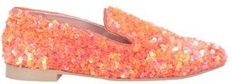Ras Loafers for Women in Orange Chenille with Sequins and Round Toe