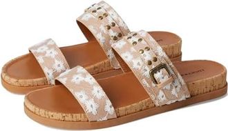 Lucky Brand Dineesa Studded Two Band Flat Sandals Womens Sandals Natural : 6.5 B - Medium, Leather
