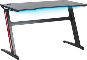 Beliani Beliani - Modern Gaming Desk with rgb led Light 120 x 60 cm mdf Home Office Black Darfur