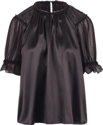 Ulla Johnson Alina Silk Top - Dames - Blouses - Zwart - M - Chiffon - Overhemden