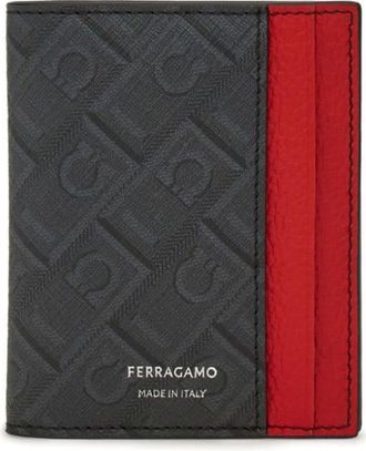 Ferragamo bi-fold leather cardholder - men - Fabric/CALFSKIN - One Size - Black
