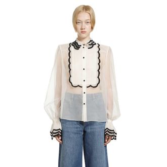 Valentino Organza Shirt with Embroidered Bib