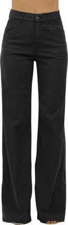Dondup Amber Katoen en Lyocell Broek - Dames - Wijde Broeken - Zwart - W30 - Katoen - Broeken