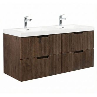 Badplaats Set mobili da bagno Thermis 140 cm - Noce marrone - Mobile da bagno con doppio lavabo