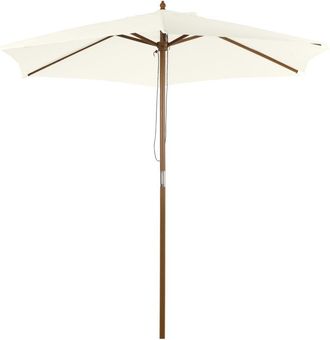 STILVORA Sombrilla De Jardin Ajustable En 3 Posiciones Con Proteccion Uv Y Cuerda De Apertura En Madera Blanca &Oslash; 2,5 &times; H 2,3 M