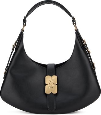 Ganni Womens Shoulder Bag Kat Small Black Lambskin Leather Handbags Hand
