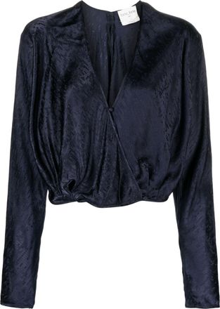 Forte_Forte patterned-jacquard long-sleeve blouse - women - Viscose/Silk - I - Blue