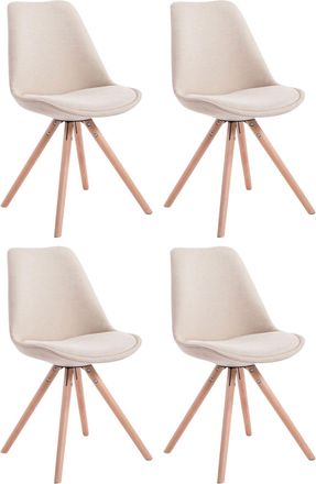 Clp Clp - Set De 4 Sillas De Comedor Toulouse En Tela Crema Natural