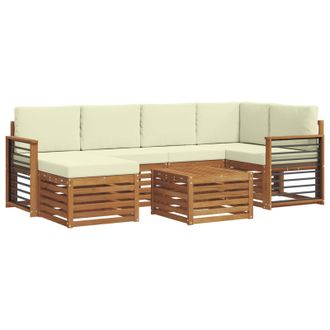 vidaXL Conjunto De Sof&aacute; Seccional Con Coj&iacute;n 7 Pcs Natural Y Crema Vidaxl