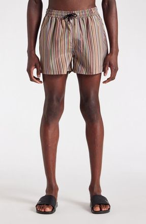 Paul Smith Signature Striped Swim Trunks in Multi Coloured at Nordstrom, Size X-Large