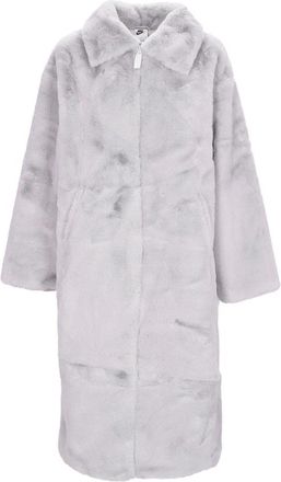 Nike Imitatiebont Lange Jas met Rits - Dames - Fleece jassen - Wit - S - Leer - Fitness