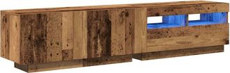Berkfield Home TV Cabinet with LED Lights Old Wood 180x35x40 cm Engineered Wood in Brown | Size: 180 x 35 x 40 cm