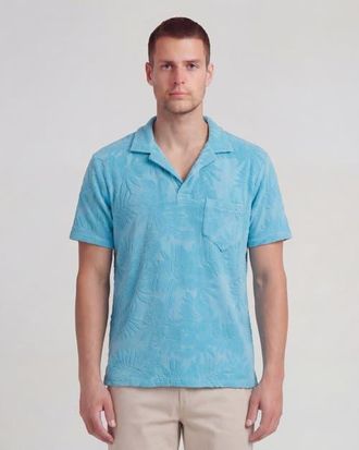 Lords of Harlech Farm Floral Towel Polo Shirt in Teal at Nordstrom, Size Xx-Large