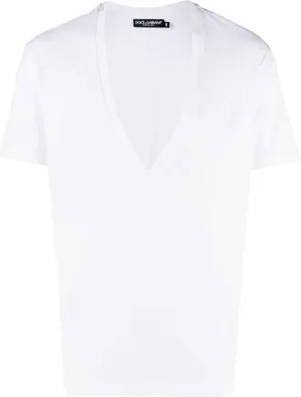 Dolce & Gabbana plunging v-neck cotton T-shirt - men - Cotton - 48 - White