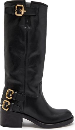 Chlo&eacute; New Bikers 70 Leather Knee-high Boots - Black - 39.5 (IT39.5 / UK6.5)
