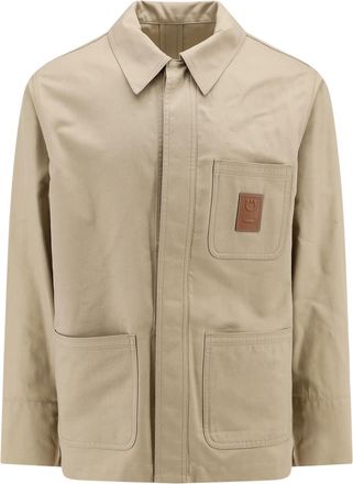 Ferragamo Cotton And Viscose Jacket With Gancini Leather Patch