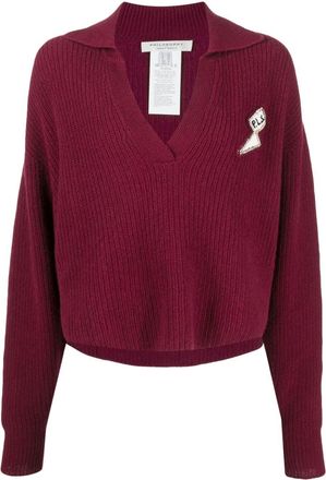 Philosophy di Lorenzo Serafini logo-patch chunky-knit jumper - women - Virgin Wool/Cashmere/Virgin Wool/Acrylic/Cashmere - 44 - Red
