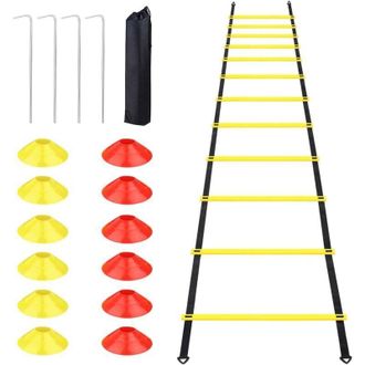 Abysse Accesorios Para Entrenamiento De F&uacute;tbol, Escalera De Agilidad De 6 A 12 Niveles, Escalera De Entrenamiento De Coordinaci&oacute;n, Escalera De Velocidad Y Ag