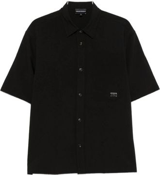 Emporio Armani Shirts Zwart - Heren - Korte mouwen Overhemden - Zwart - L - Overhemden