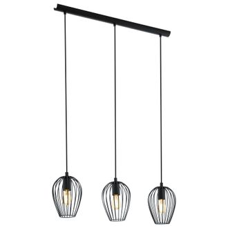 Loops Hanging Ceiling Pendant Light Black Wire Cage 3x 60W E27 Kitchen Island Dining