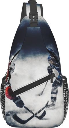 Generic Lightweight Crossbody Shoulder Backpack Ice Hockey Art Rucksack Anti Theft,Casual Chest Backpack for Women Travel Sports