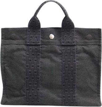 Herm&egrave;s Pre-owned Her Line Tote Bag - Dames - Vintage Shopper - Grijs - ONE Size - Nylon - Vintage