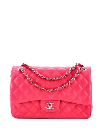 Chanel Classic Double Flap Bag Quilted Lambskin Jumbo shoulder bag - Pink