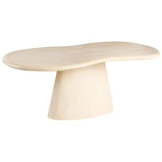 Beliani Mesa De Comedor Moderna Para Jard&iacute;n 200 X 110 Cm 8 Plazas Mgo Forma Ovalada Irregular Comedor Exterior Interior Beige Spoleto
