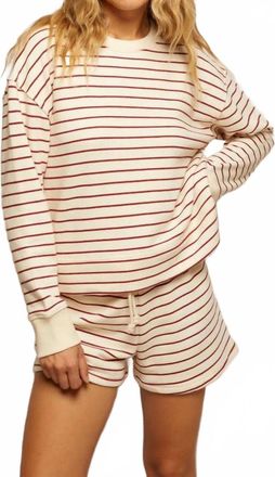 perfectwhitetee Tyler Terry Pullover Sweatshirt In Red/natural Stripe