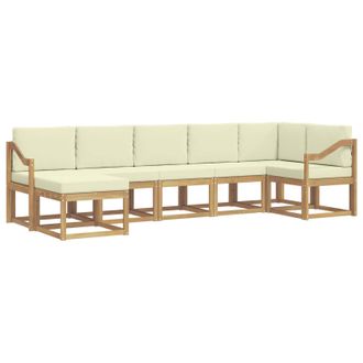vidaXL Conjunto De Sof&aacute;s De Exterior 7 Pcs Blanco Y Crema Poli&eacute;ster Vidaxl