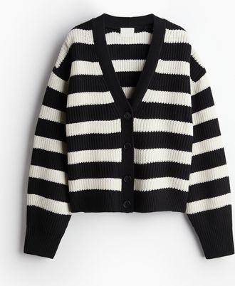 H&M Gerippter Cardigan - Schwarz