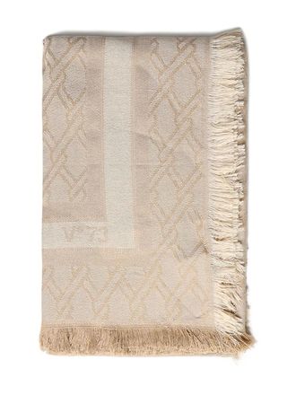 V&deg; 73 jacquard fringed scarf - women - Polyester - One Size - Neutrals