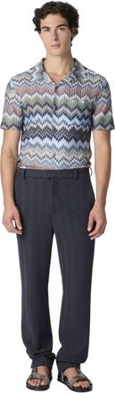 Missoni Classic Trousers In Cotton And Viscose With Tone-on-tone Zigzag Pattern in Blue at Nordstrom, Size 52 It