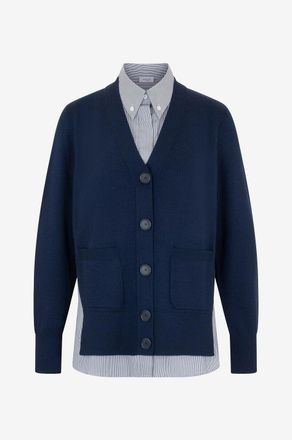 Akris Gestreiftes Popeline- und Strickhemd in 2-in-1-Optik