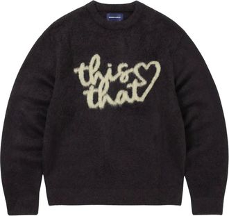 Thisisneverthat Truien & Vesten, Heren, Zwart, XL, Leer, Heart Logo Knit Sweater