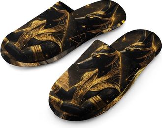 Generic God Ancient Egyptian Pyramids Mens Slippers Warm Non-Slip Houes Shose Spa Slipper for Home Bedroom