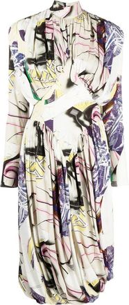 Stella McCartney all-over graphic-print dress - women - Silk/Spandex/Elastane/Elastane/Viscose - 34 - Neutrals