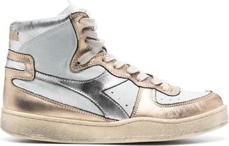 Diadora Mi Basket metallic-effect sneakers - women - Synthetic Rubber/Fabric/Pig Leather - 6.5 - White
