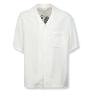 Lanvin Short Sleeve Shirts, male, White, Size: 2XL Shirt with Mother and Daughter Print on the Back