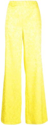 P.A.R.O.S.H. floral-jacquard wide-leg trousers - women - Viscose/Polyester/Elastane - S - Yellow