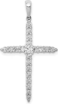 Diamond2Deal 14K White Gold Lab Grown Diamond Cross Pendant (0.5ct, VS, G-H)