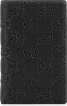 Gucci Black Leather Gg Emblem Card Holder