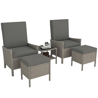 OUTSUNNY 5 PCS Rattan Garden Furniture Set w/ Cushions - Dark Grey | TJ Hughes