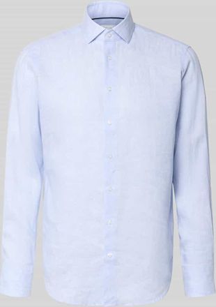 Christian Berg Regular Fit Leinenhemd mit Kentkragen in Hellblau, Gr&ouml;&szlig;e 37/38