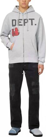 Gallery Dept. Boxing Merch Zip-Up Hoodie In Gray